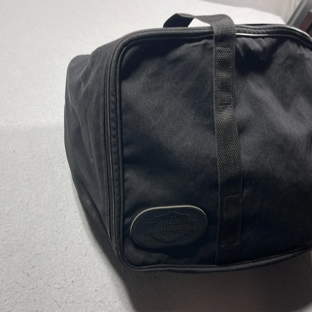 Harley Davidson Black Canvas Duffel Bag Travel Luggage Logo Patch 22 Inch